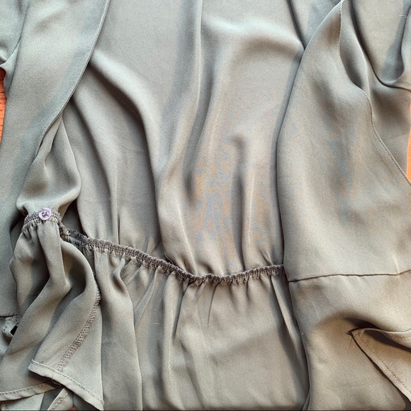 Lily White Cross-Tie Blouse Gathered Short Sleeve - Picture 8 of 15